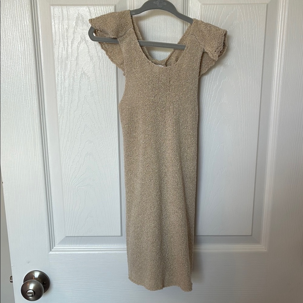 Zara Cream Dress with Flutter Sleeves